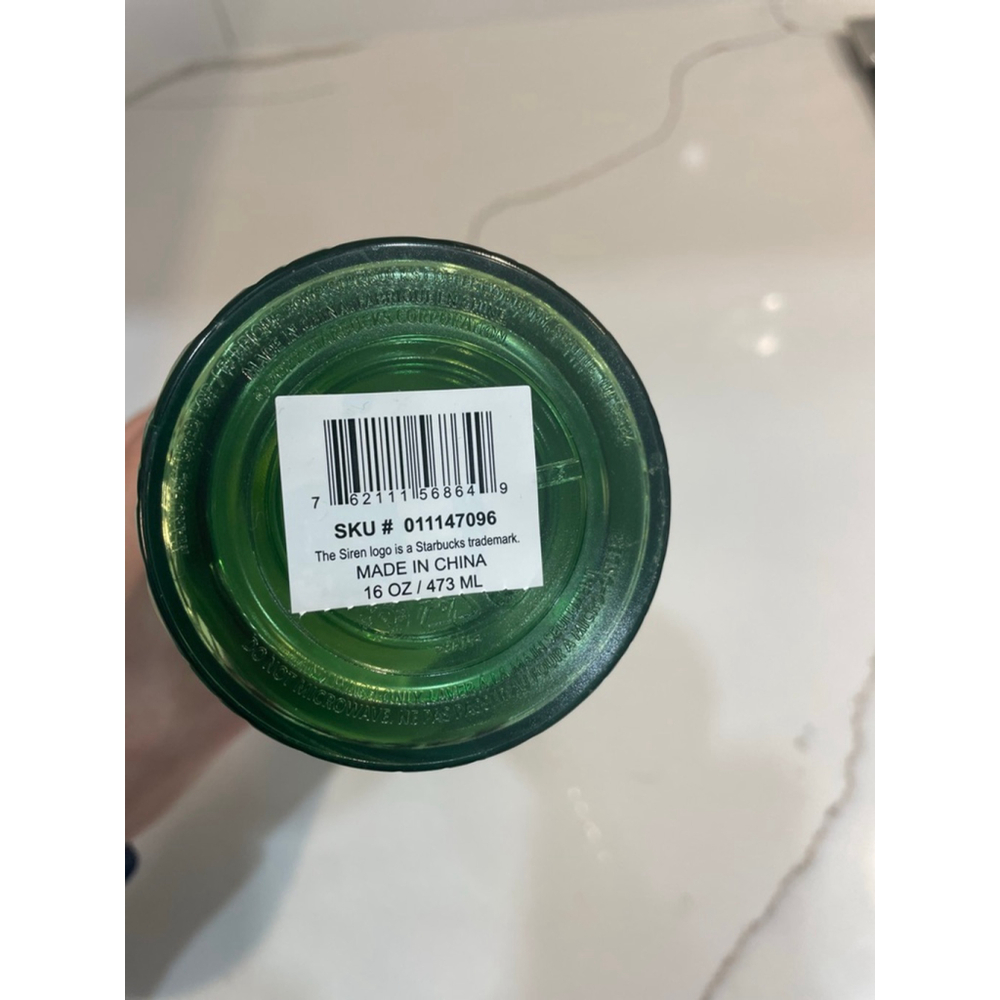 Starbucks Tumbler Cup Metallic Green 16 oz Swirl Top Lid Logo Skinny 2022 Foil - Picture 6 of 6